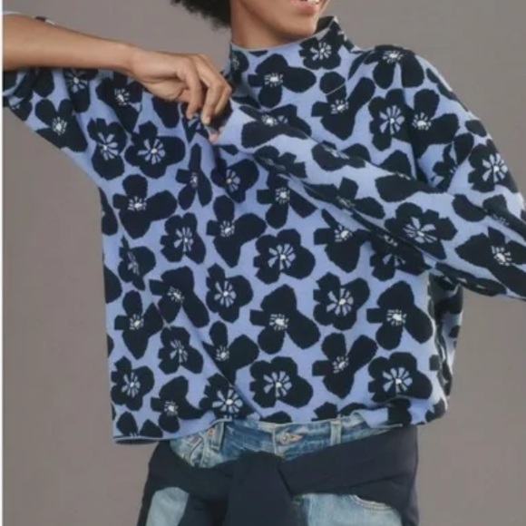 Maeve x Anthropologie The Carys Printed Mock Neck Sweater NWOT - Picture 1 of 6